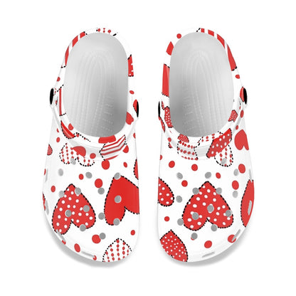 Polka Dot Heart Pattern Adult Clogs