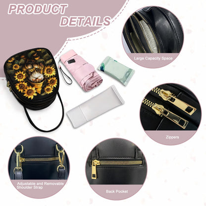 Sunflower Gnome Adorable Double-Layer Women’s Leather Square Bag