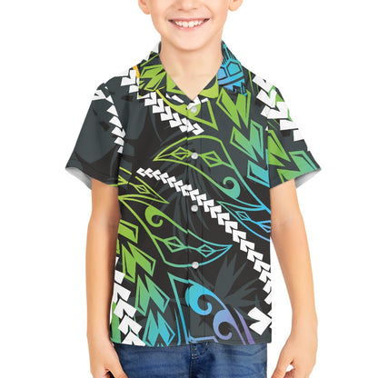 Tropical Leaf Design Hawaiian Shirt for Kids
