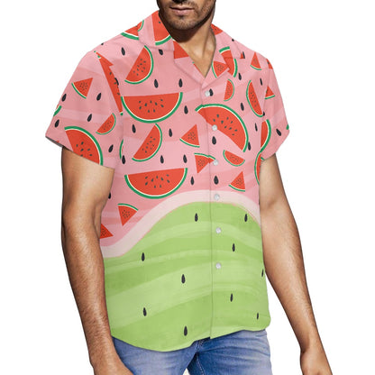 Watermelon Print Hawaiian Shirt