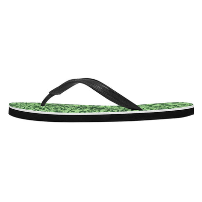 Green Swirl Pattern Flip Flops