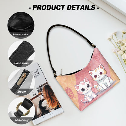 Adorable Cat Print PU Women's Underarm Bag