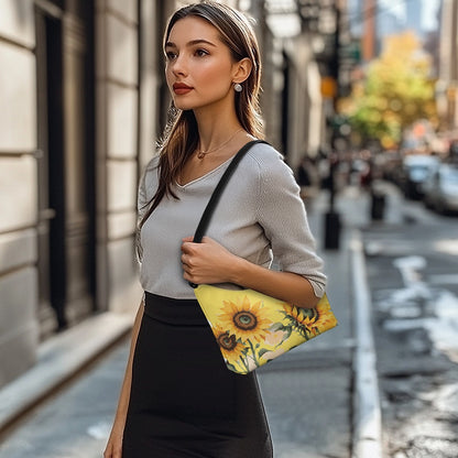 Vibrant Sunflower PU Women's Underarm Bag