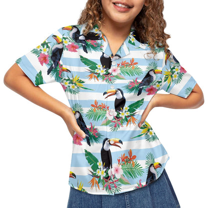 Tropical Toucan Design Hawaiian Shirt for Kids