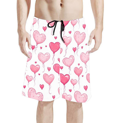 Men's Pink Heart Balloon Swim Shorts