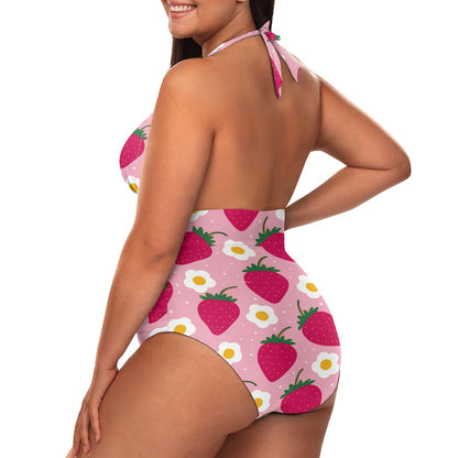 Strawberry Print Women's High Cut One-piece Swimsuit