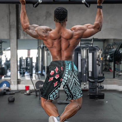 Men's Tribal Hibiscus Print Swim Shorts