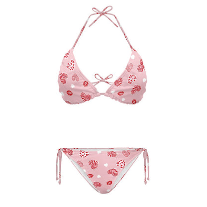 Lips and Hearts Love Print Bikini