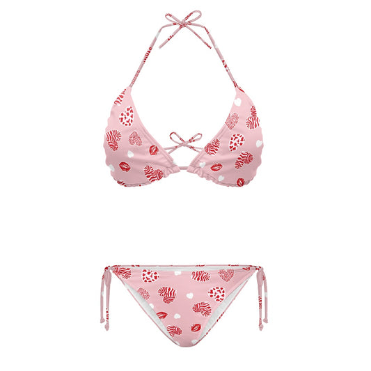 Lips and Hearts Love Print Bikini