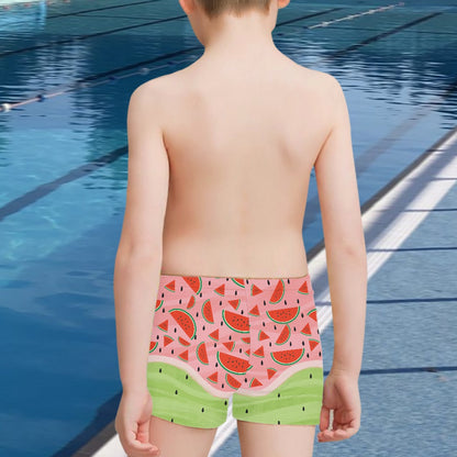 Watermelon Print Boy's Swim Trunks