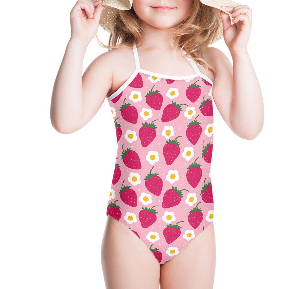 Strawberry Print Kids’ One-Piece Swimsuit