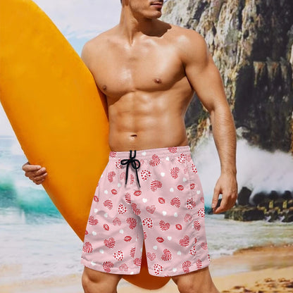 Men's Lip and Heart Print Swim Shorts