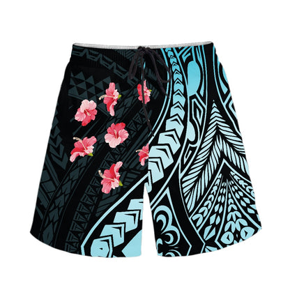 Men's Tribal Hibiscus Print Swim Shorts