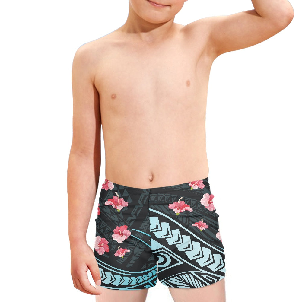 Tribal Hibiscus Boy's Swimming Trunks