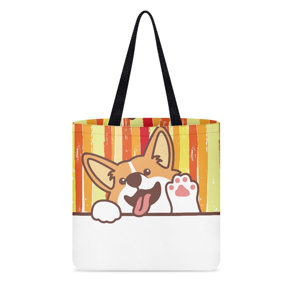 Adorable Corgi with Paw Print Design Cloth Tote Bag
