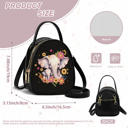 Elephant Floral Charming Double-Layer Women’s Leather Square Bag