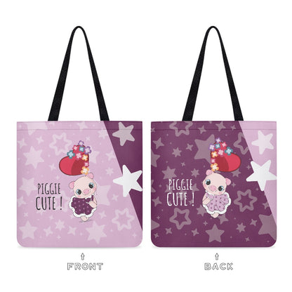 Pink Cute Piggy Star Design Cloth Tote Bag