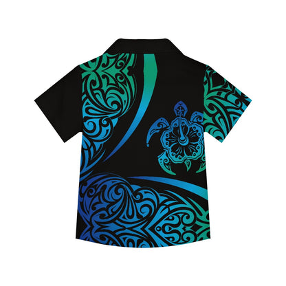Tribal Turtle Design Hawaiian Shirt for Kids