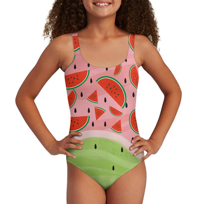 Girls' Watermelon Print One-Piece Swimsuit