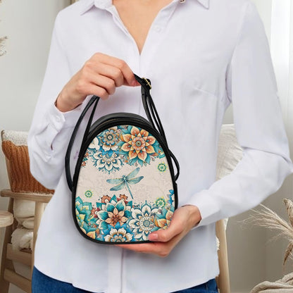 Dragonfly Floral Elegant Double-Layer Women’s Leather Square Bag