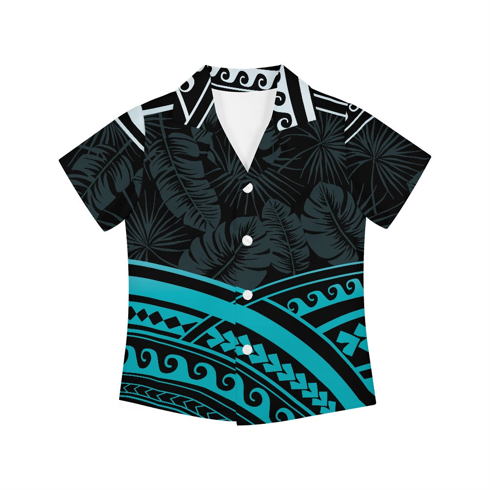 Polynesian Print Hawaiian Shirt for Kids