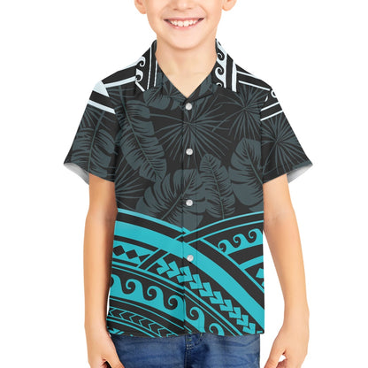 Polynesian Print Hawaiian Shirt for Kids