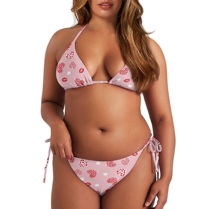 Lips and Hearts Love Print Bikini