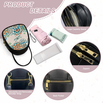 Dragonfly Floral Elegant Double-Layer Women’s Leather Square Bag