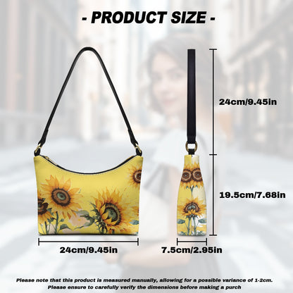 Vibrant Sunflower PU Women's Underarm Bag