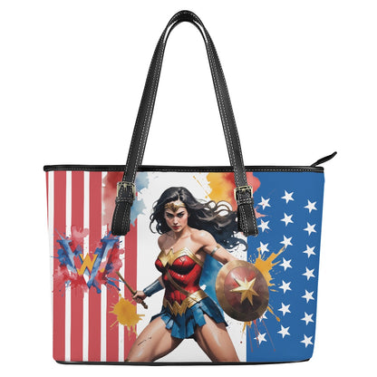 Superhero-Themed PU Leather Tote Saddle Bag