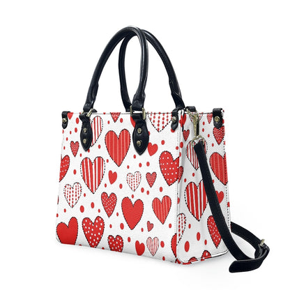 Red Patchwork Heart PU Handbag