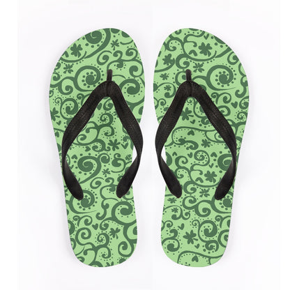 Green Swirl Pattern Flip Flops