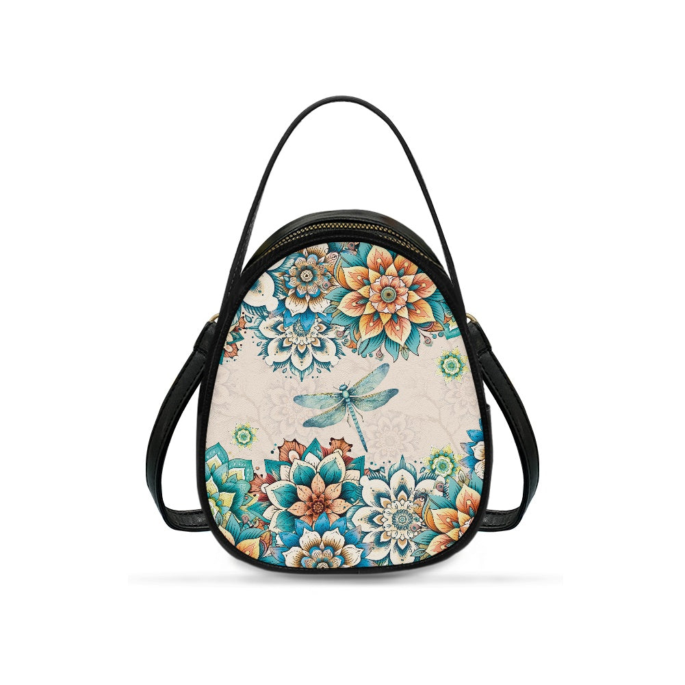 Dragonfly Floral Elegant Double-Layer Women’s Leather Square Bag