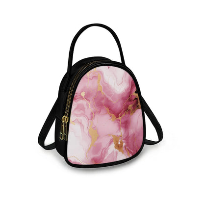 Pink Marble Stylish Double-Layer Women’s Leather Square Bag