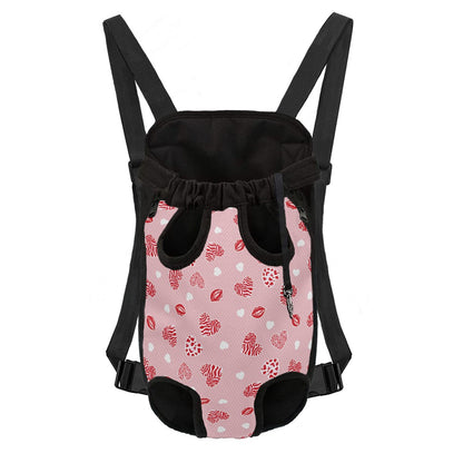 Pink Heart & Kiss Print Pet Backpack Carrier