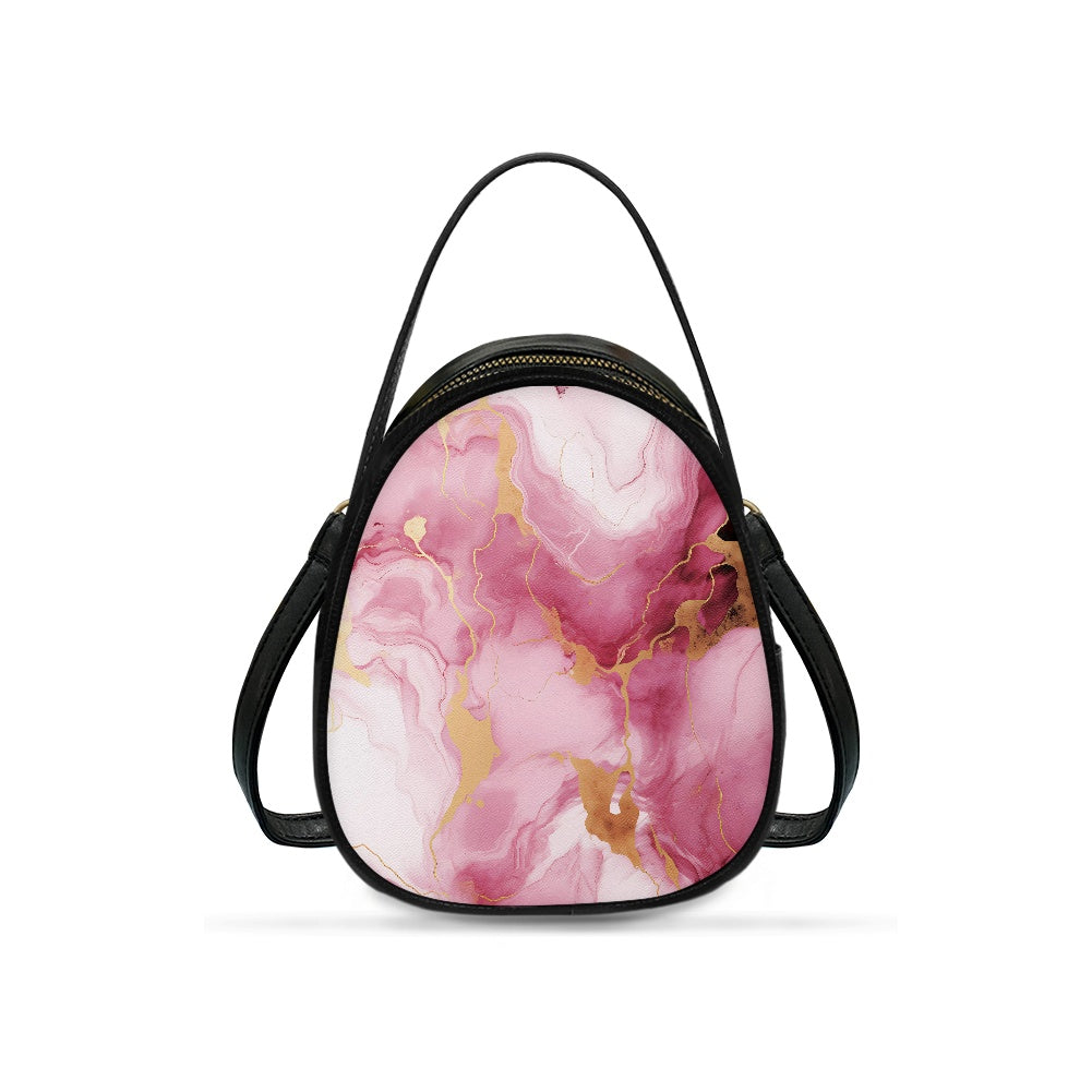 Pink Marble Stylish Double-Layer Women’s Leather Square Bag