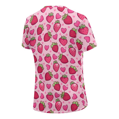 Strawberry Hearts Ladies' Round Neck T-Shirt