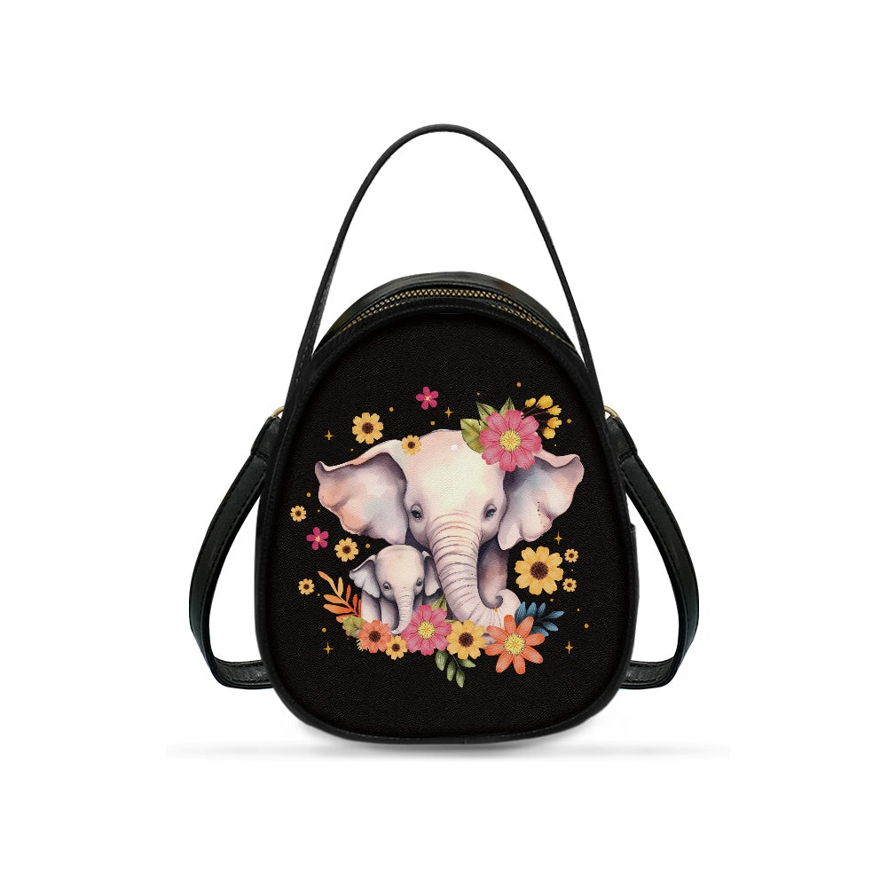 Elephant Floral Charming Double-Layer Women’s Leather Square Bag