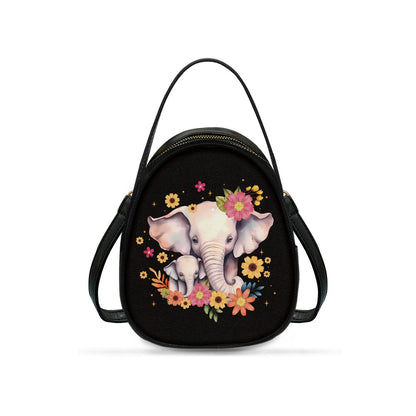 Elephant Floral Charming Double-Layer Women’s Leather Square Bag