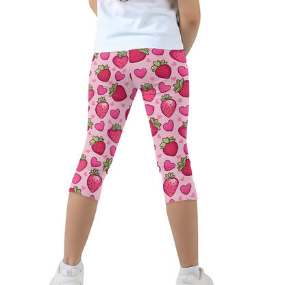 Strawberry Delight Kids' Yoga Capri Pants