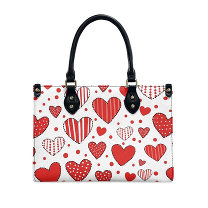 Red Patchwork Heart PU Handbag
