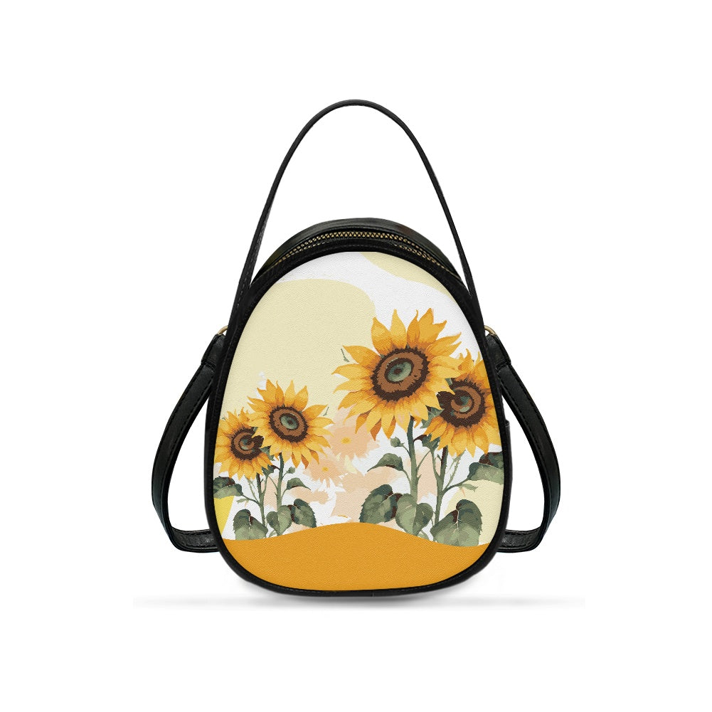 Sunflower Field Chic Double-Layer Women’s Leather Square Bag