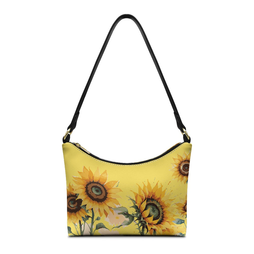 Vibrant Sunflower PU Women's Underarm Bag