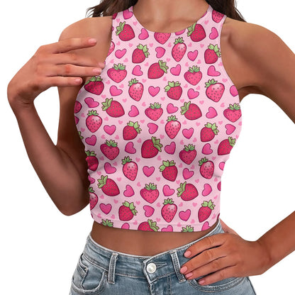 Strawberry Heart Women Tight Tank Tops