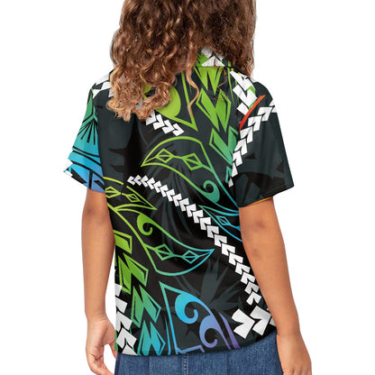 Tropical Leaf Design Hawaiian Shirt for Kids