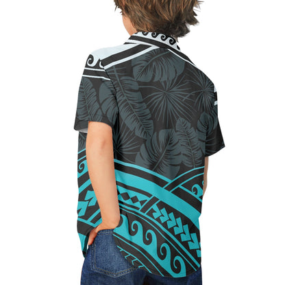 Polynesian Print Hawaiian Shirt for Kids