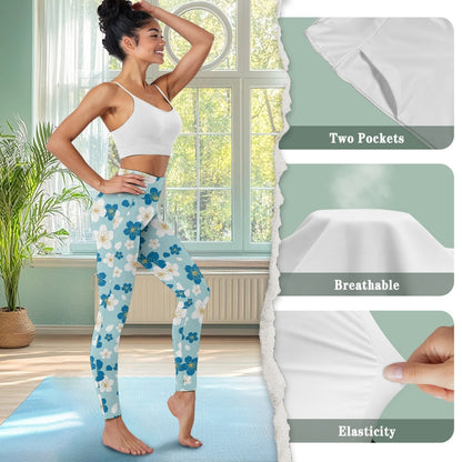 Blue Blossom Women's Yoga Pants with Pockets