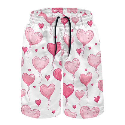 Men's Pink Heart Balloon Swim Shorts