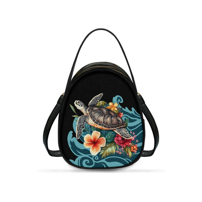 Sea Turtle Design Double-Layer Women’s Leather Square Bag