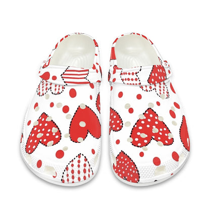 Polka Dot Heart Pattern Adult Clogs